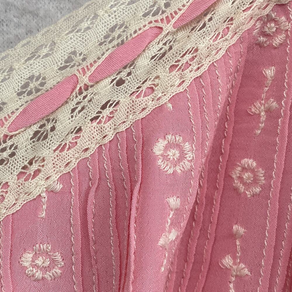 J.CREW Dress 10 Pintuck Lace Trim Slip Crepe de Chine Maxi Viscose Pink NEW - Picture 8 of 15